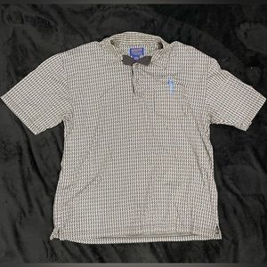 Pendleton Men XL Aztec Print Polo Lightweight White 100%Cotton GolfShirt Vintage